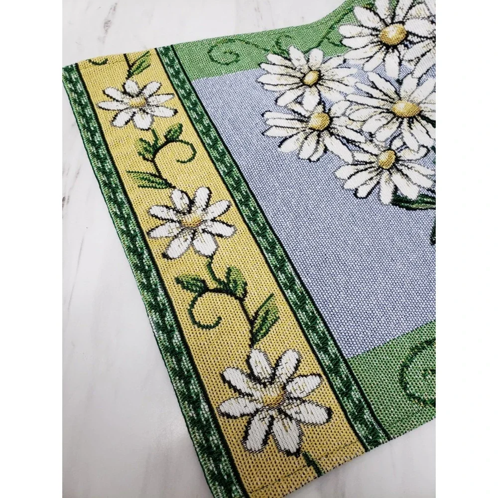 Jacquard Tapestry Table Runner Sunflowers Floral garden cottagecore whimsical